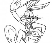Coloriage Bugs Bunny joue du basketball