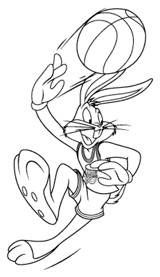 Coloriage et dessins gratuits Bugs Bunny joue du basketball à imprimer