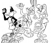 Coloriage Bugs Bunny,  Lola et Daffy