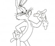 Coloriage et dessins gratuit Bugs Bunny mange sa carotte à imprimer