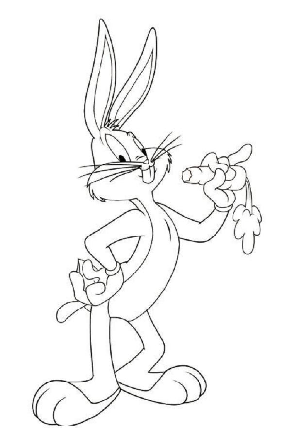 Coloriage et dessins gratuits Bugs Bunny mange sa carotte à imprimer