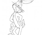 Coloriage Bugs Bunny Sourit: dessin animé