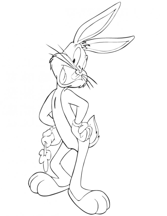 Coloriage et dessins gratuits Bugs Bunny Sourit: dessin animé à imprimer
