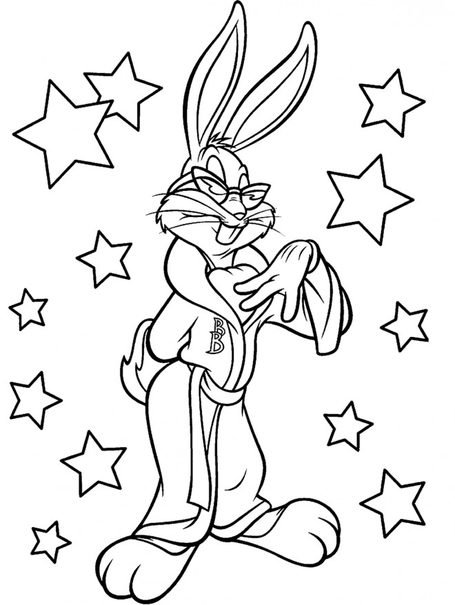 Coloriage et dessins gratuits Bugs Bunny star à imprimer