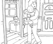 Coloriage Caillou aime son p&egrave;re