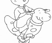 Coloriage Caillou au man&egrave;ge