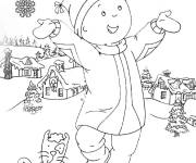 Coloriage Caillou avec le Chat Gibert