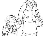 Coloriage Caillou avec sa maman