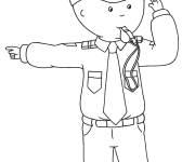 Coloriage Caillou comme policier