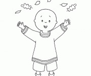 Coloriage Caillou en Automne