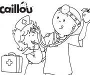 Coloriage caillou et Mousseline jouent le r&ocirc;le de docteur