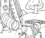 Coloriage Caillou et Rosie dans le parc