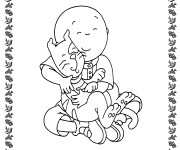 Coloriage Caillou et son chat