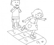 Coloriage Caillou la marelle