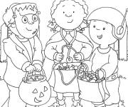 Coloriage caillou, Leo et Cl&eacute;mentine pendant le Halloween