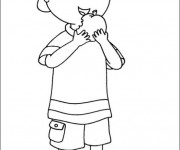 Coloriage Caillou mange une pomme