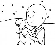 Coloriage et dessins gratuit Caillou s'amuse avec son jouet à imprimer