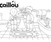 Coloriage Caillou se brosse les dents