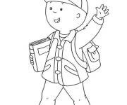 Coloriage Caillou se dirige vers l'&eacute;cole