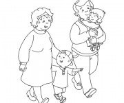 Coloriage Caillou se prom&egrave;ne