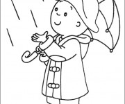 Coloriage Caillou touche la pluie