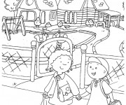 Coloriage et dessins gratuit Caillou va à l'école à imprimer