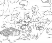 Coloriage Le piquenique Famille Caillou