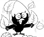 Coloriage Calimero collecte des feuilles