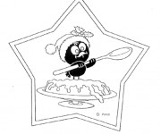 Coloriage Calimero entrain de manger du gateau
