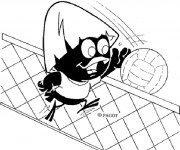 Coloriage Calimero joue du volley ball
