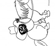 Coloriage Calimero sur un cheval