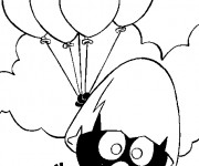 Coloriage Calimero tient des ballons