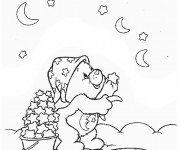 Coloriage Calinours collecte les étoiles