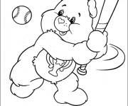 Coloriage Calinours joue au Baseball