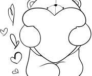 Coloriage Calinours, ours peluche avec c&oelig;ur