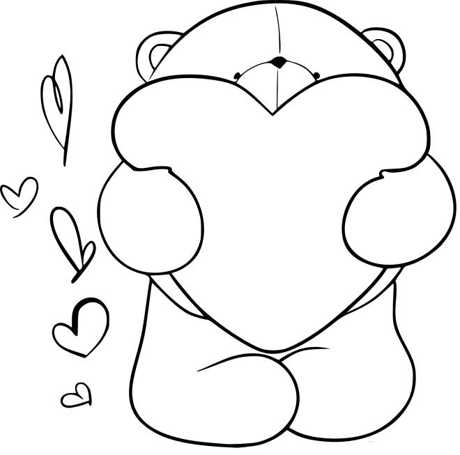 Coloriage et dessins gratuits Calinours, ours peluche avec cœur à imprimer