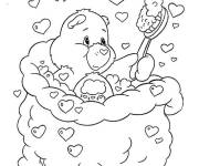 Coloriage Calinours prend un bain