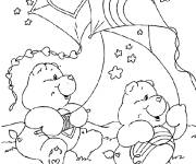 Coloriage Les Calinours avec le cerf volant sur les nuages