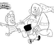 Coloriage Capitaine Bobette danse avec ses amis