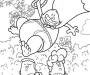 Coloriage Capitaine Bobette se balan&ccedil;ant &agrave; partir d'une corde