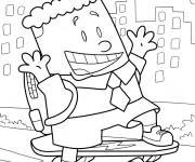Coloriage George Beard faisant de la planche &agrave; roulettes