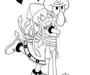 Coloriage et dessins gratuit C&acirc;lin de fille et Carlo Tentacule à imprimer
