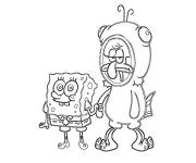 Coloriage Carlo le calamar avec son meilleur ami Bob l'&eacute;ponge