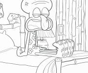 Coloriage Carlo Tentacule au lit