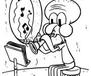 Coloriage Carlo Tentacule musicien