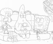 Coloriage Carlo Tentacule, Patrick l'&eacute;toile et Bob l'&eacute;ponge