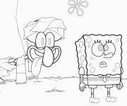 Coloriage Carlo Tentacule rencontre son ami Bob l'&eacute;ponge