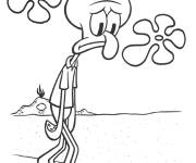 Coloriage Carlo Tentacule triste et fatigu&eacute;