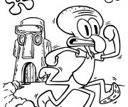 Coloriage Image de Carlo Tentacule en s'&eacute;chappant