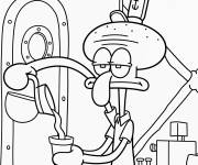 Coloriage Sc&egrave;ne de Carlo Tentacule au travail